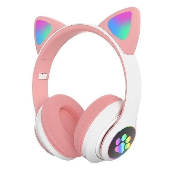 

Беспроводные наушники с кошачьими ушками LED подсветкой Bluetooth CATear VZV-23M Розовый