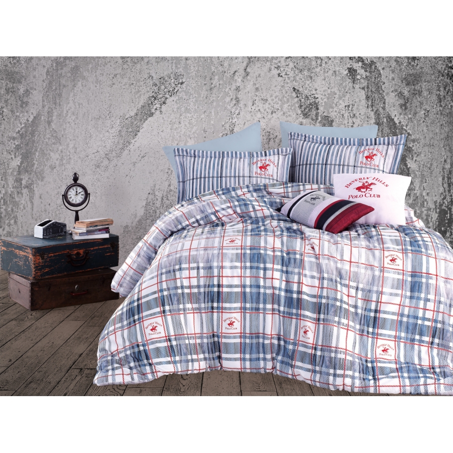 

Постельное белье Beverly Hills Polo Club ранфорс BHPC 014 Blue евро