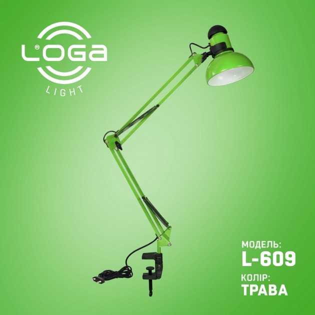 

Лампа настольная со струбциной LOGA Е27 Трава L-609