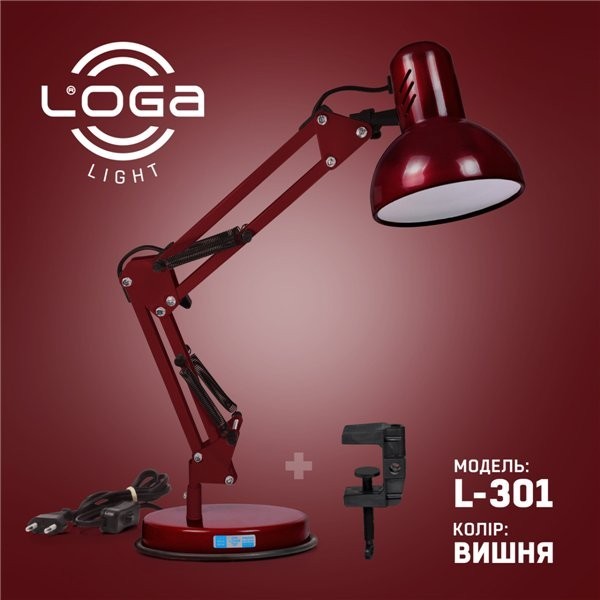 

Лампа настольная Пантограф LOGA Е-27 Вишня L-301