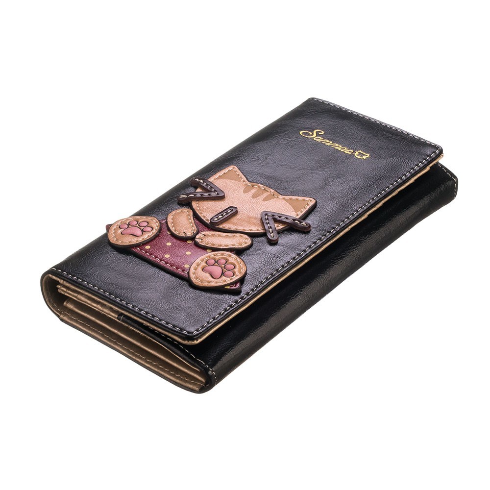 

Кошелек портмоне женский / детский / для девочки маленький кожаный Sammao M2111-1 черный
