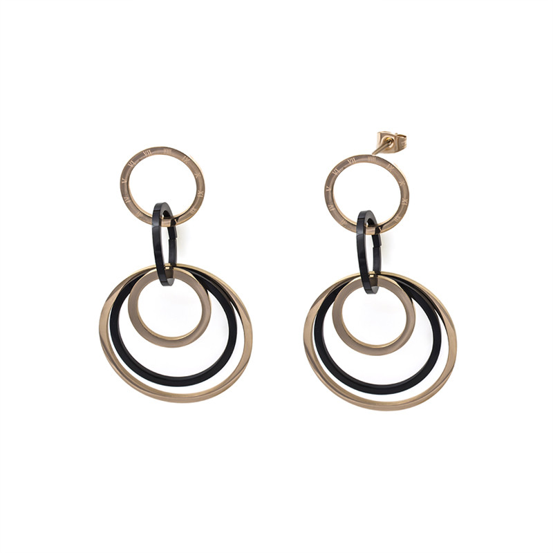 

Steel Story Серьги из медицинской стали 316L с позолотой, CZ-1477