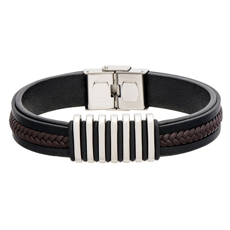 

Steel Story Браслет из медицинской стали 316L и экокожи, БСК-1548