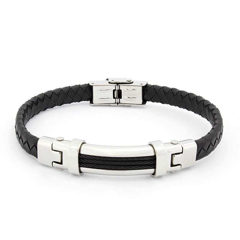 

Steel Story Браслет из медицинской стали 316L и экокожи, БСК-1769