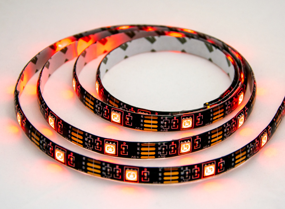 Светодиодная LED лента с пультом 5050 черная на 2м RGB диодная + РГБ ...