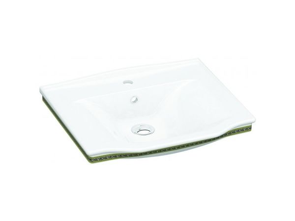 

Раковина IDEVIT Neo Classic накладна, 680x500 мм, h70 мм, колір білий/золото 3301-0655-0088