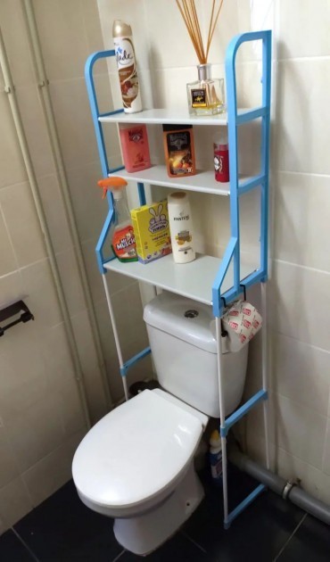 

Напольная полка в ванную или туалет над унитазом пластиковая WM-64 Голубая