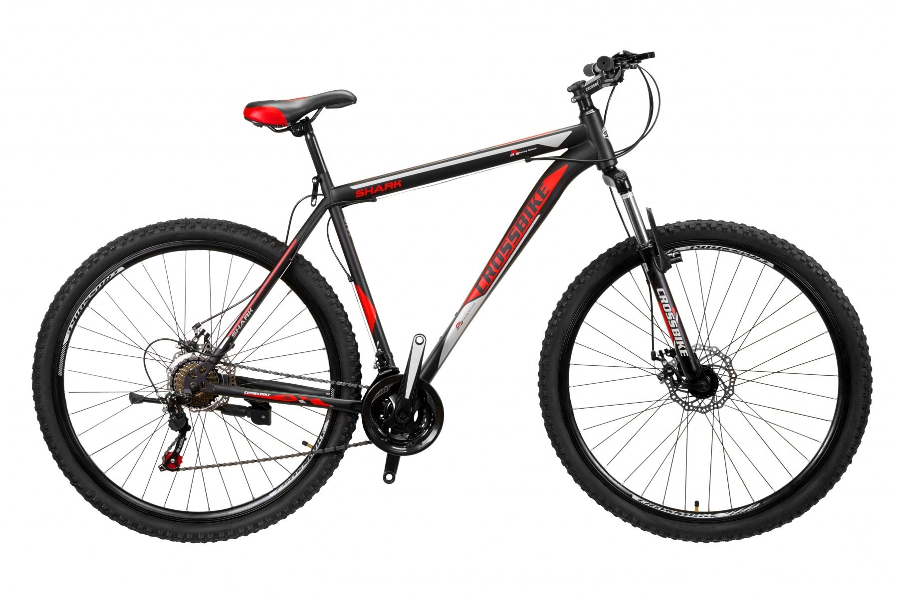 

Велосипед 27.5" CrossBike Shark Рама 17" черный-красный