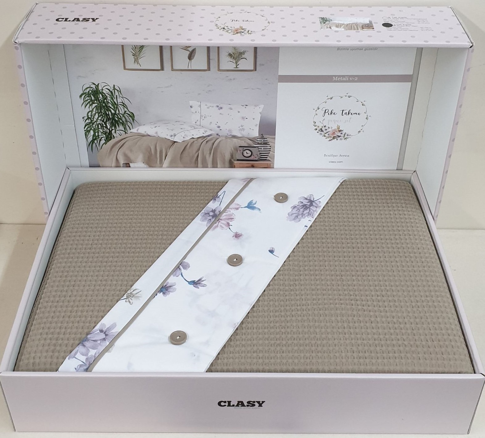 

Комплект постельного белья CLASY с вафельным покрывалом 220*240 "METALI V2"