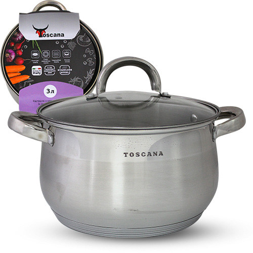 

Кастрюля нержавеющая Toscana с крышкой 3 л Steel (949-1)