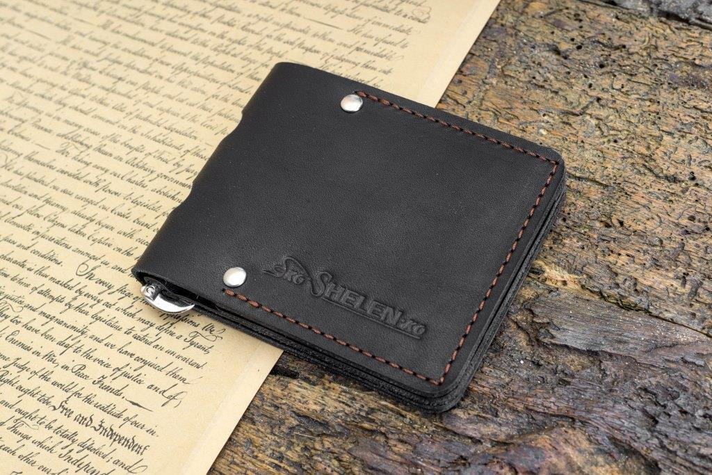 

Зажим для денег кожаный mod.Stayer black с монетницей + ПОДАРОК