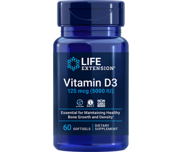 

Вітамін D3 Vitamin D3 Life Extension 5000 МЕ 60 капсул (LE097)