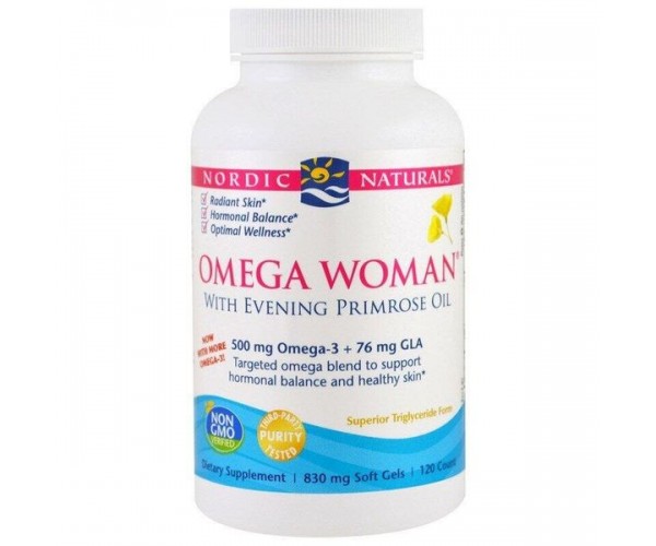 

Омега-3 + вечірня примула для жінок Omega With Evening Primrose Nordic Naturals лимон 830 мг 120 капсул (NN006)