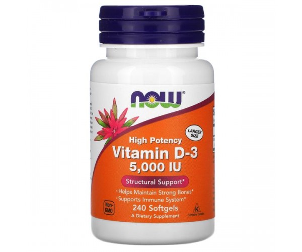 

Вітамін D3 Vitamin D3 Now Foods 5000 МО 240 капсул (NF190)
