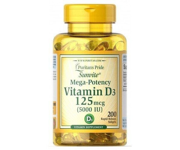 

Вітамін Д3 Vitamin D3 Puritan's Pride 5000 МО 200 капсул (PP060)