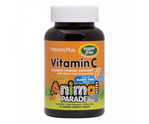 

Вітамін C Animal Parade Sugar Free Vitamin C Childrens Chewable Natures Plus Animal Parade апельсин 90 тваринок (NP191)