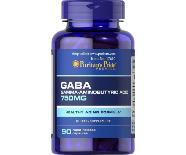 

ГАМК гамма-аміномасляна кислота GABA Puritan's Pride 750 мг 90 капсул (PP090)