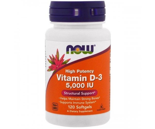 

Вітамін D3 Vitamin D3 Now Foods 5000 МО 120 капсул (NF183)