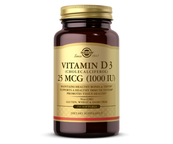 

Вітамін D3 Vitamin D3 Solgar 25 мкг 1000 МО 250 капсул (SOL041)