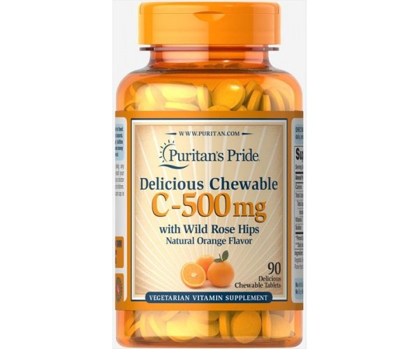 

Вітамін С Vitamin C Puritan's Pride шипшина 500 мг апельсин 90 жувальних таблеток (PP353)