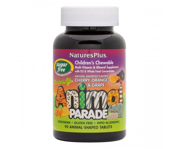 

Вітаміни для дітей Animal Parade Sugar Free Childrens Chewable Natures Plus асорти 90 тваринок (NP210)