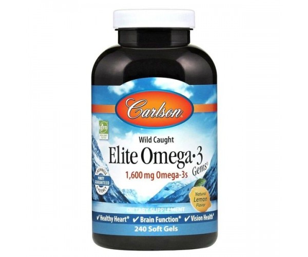 

Риб'ячий жир Омега-3 Elite Omega-3 Gems Carlson Labs лимон 1600 мг 240 капсул (CAR111)