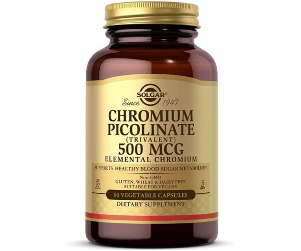 

Хром піколінат Chromium Picolinate Solgar 500 мкг 60 капсул (SOL272)