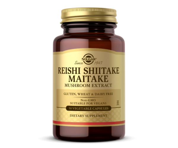 

Лікувальні гриби рейші шиітаке і maitake смажені гриби Reishi Shiitake Maitake Solgar екстракт 50 капсул (SOL159)