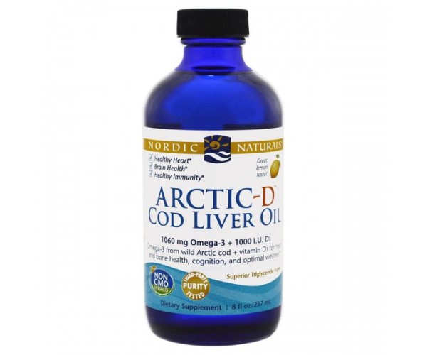 

Риб'ячий жир з печінки тріски і D3 Arctic-D Cod Liver Oil Nordic Naturals лимон 237 мл (NN029)