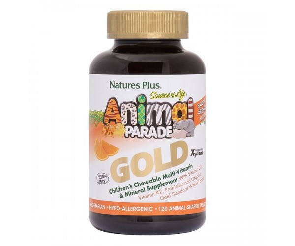 

Вітаміни для дітей Animal Parade GOLD Childrens Chewable Multi Natures Plus апельсин 120 тваринок (NP194)