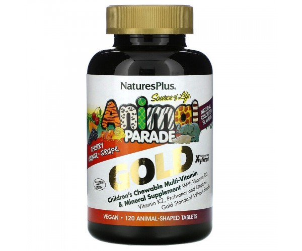

Вітаміни для дітей Animal Parade GOLD Childrens Chewable Multi Natures Plus вишня 120 тваринок (NP198)
