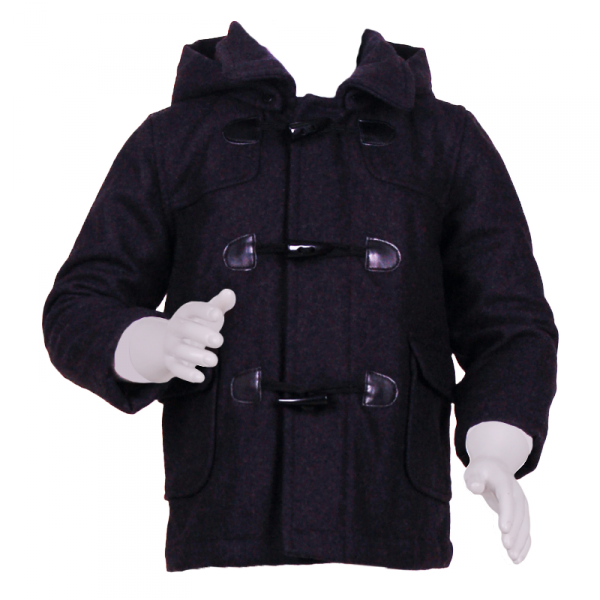 

Тёмное пальто с капюшоном и пуговицами-клыками 6 лет (116 см) O 10146-black черный цвет