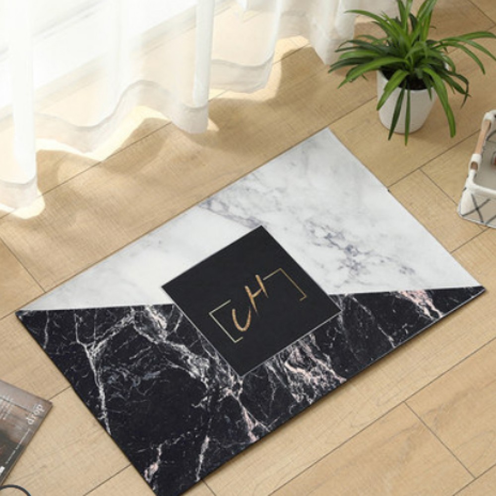 

Ковер безворсовый в прихожую, спальню, зал 80х180 см Черно-белый принт L0022.1