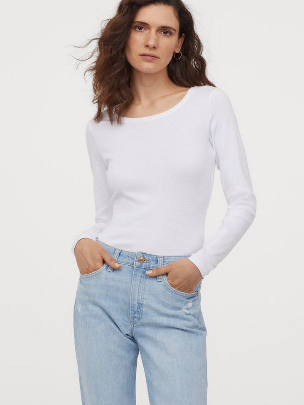 

Лонгслив H&M 0824995 M Белый