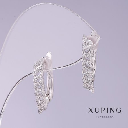 

Серьги Xuping с белыми стразами, диаметр 4мм, длина 20мм родий, ida27153