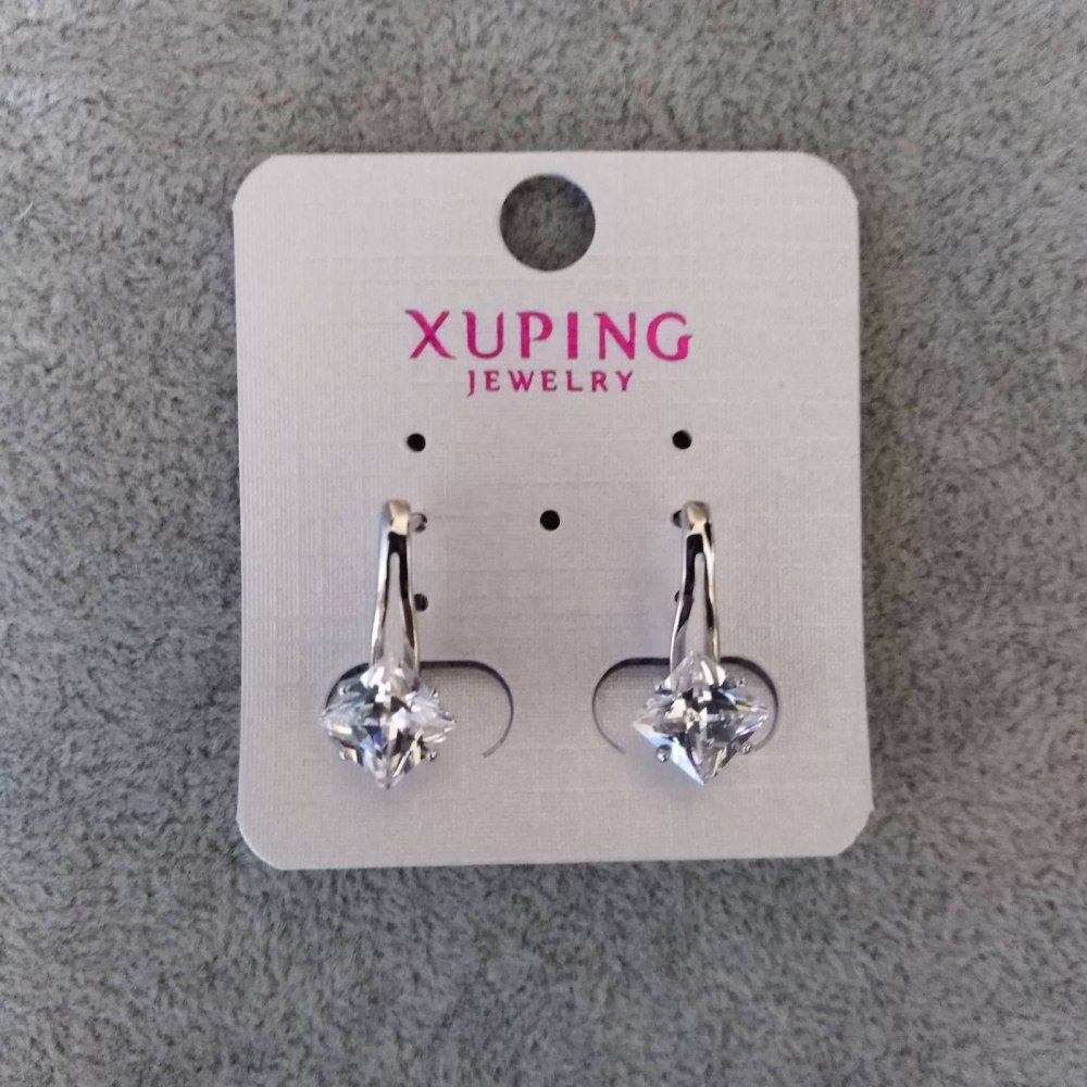 

Серьги Xuping с белыми камнями 10х20мм Родий, ida32671