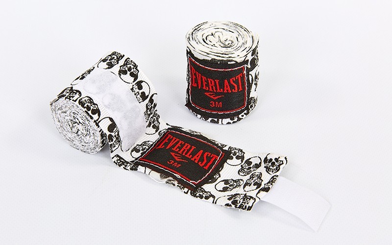 

Бинты боксерские Everlast Череп 3 м Черно-белые