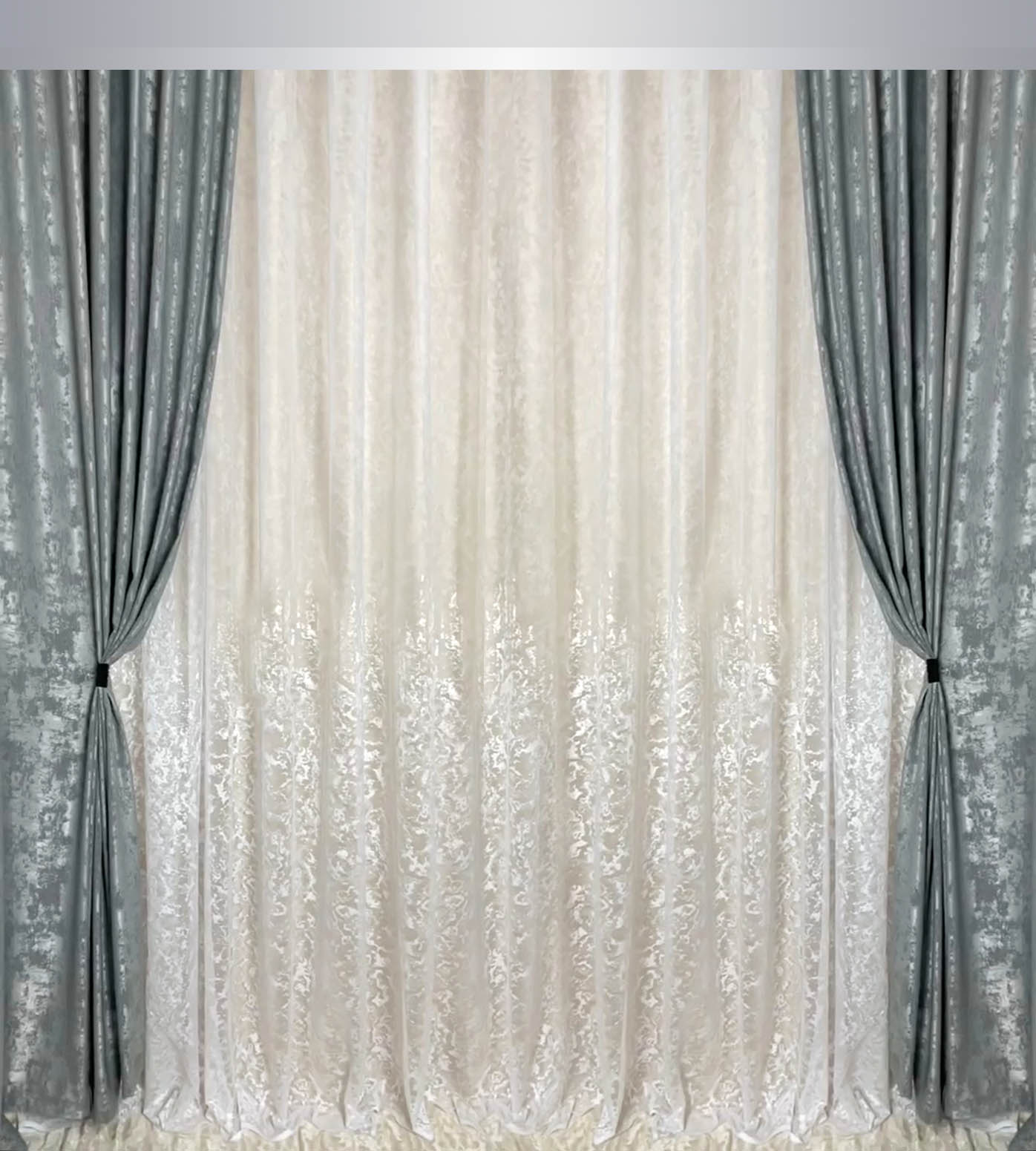 

Комплект Di&Di Мрамор тюль 400х270 + шторы 200х270 2 шт Белый с серым