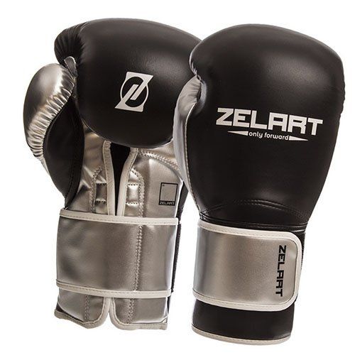 

Перчатки боксерские BO-1384 Zelart 14oz Черно-серебряный (37363056)