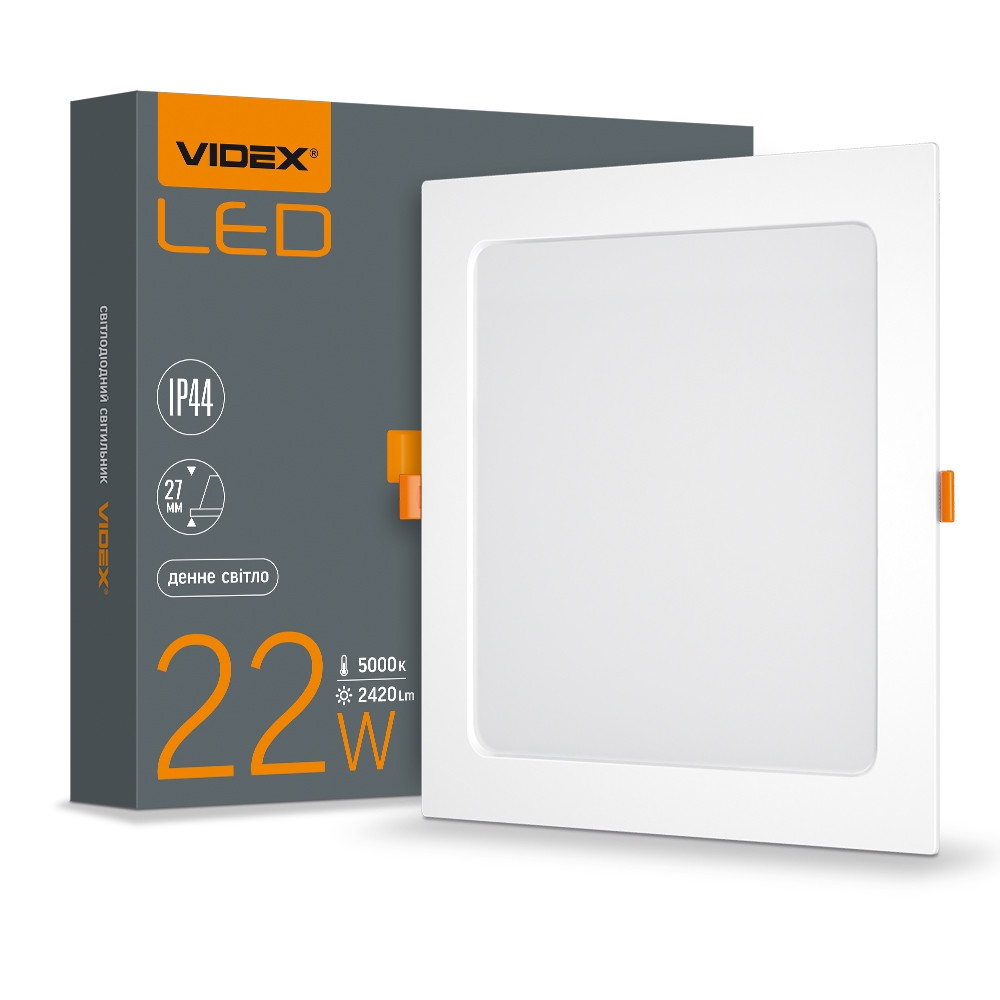

LED светильник Back встраиваемый квадрат VIDEX 22W 5000K