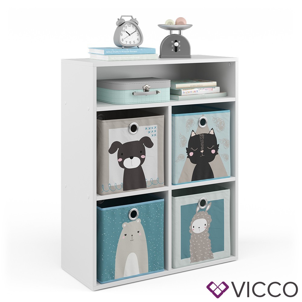 

Книжный шкаф + 4 детских ящика, Vicco, белый