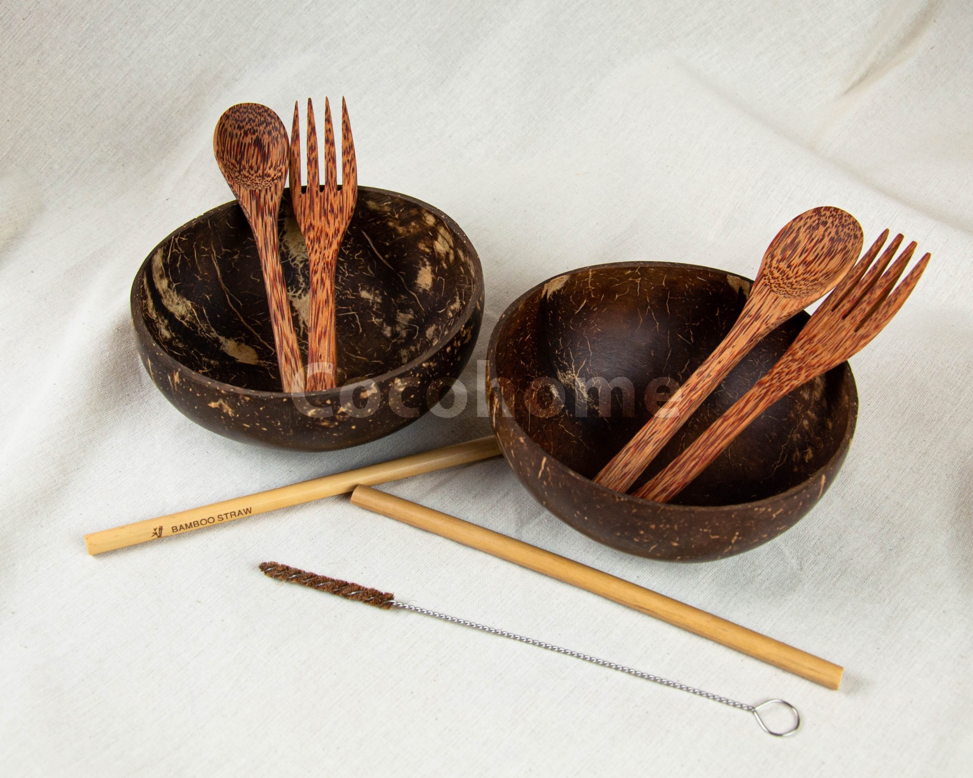 

Набор эко посуды из кокоса Coconut Home 9 предметов полированные кокосовые чаши и столовые приборы (893 -104)