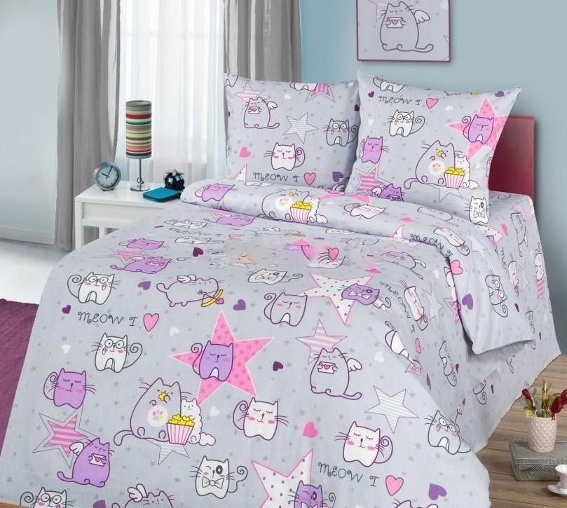 

Детское постельное белье Котята Мурчики CottonTwill 1-спальное 150х220 см Бязь (ДРБ023-2)