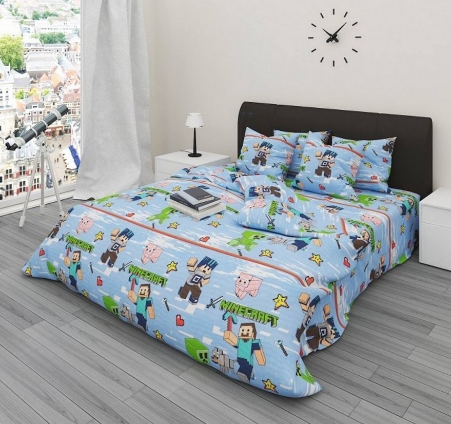 

Детское постельное белье Майнкрафт Загрузка CottonTwill 1.5-спальное 150х220 см Турецкий Ранфорс (ДР081-3)