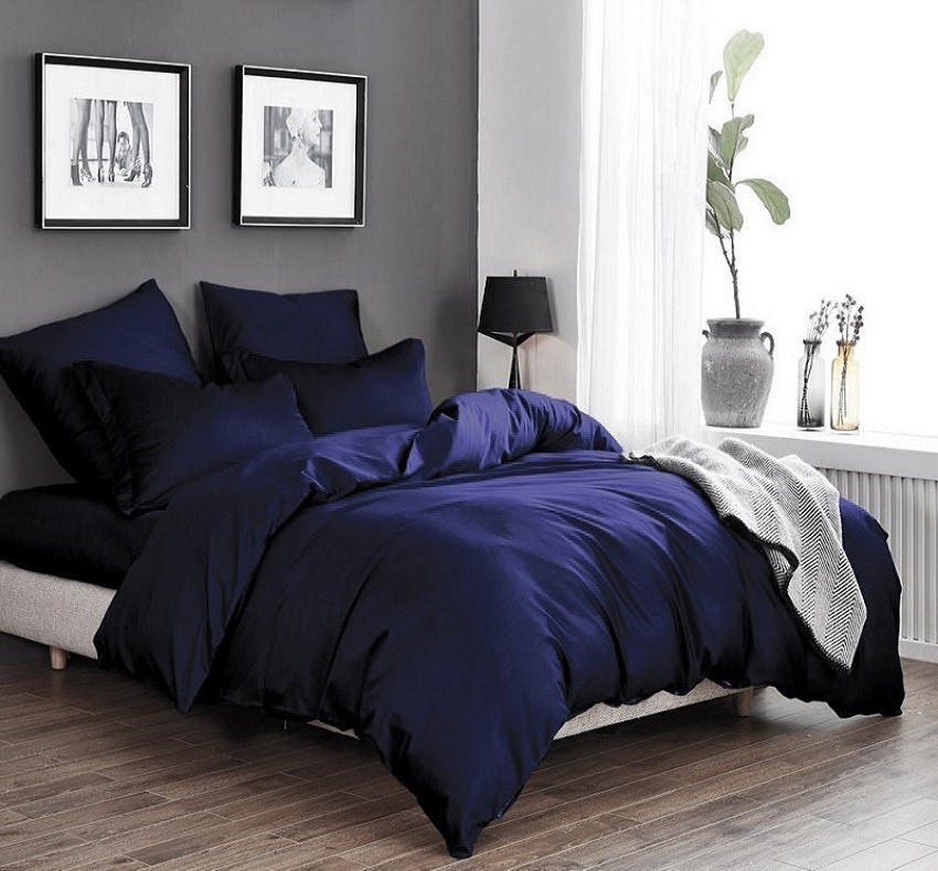 

Комплект постельного белья из Сатина Solid Colors CottonTwill 1-спальный 150х220 см Серо-Синий (К024-2)