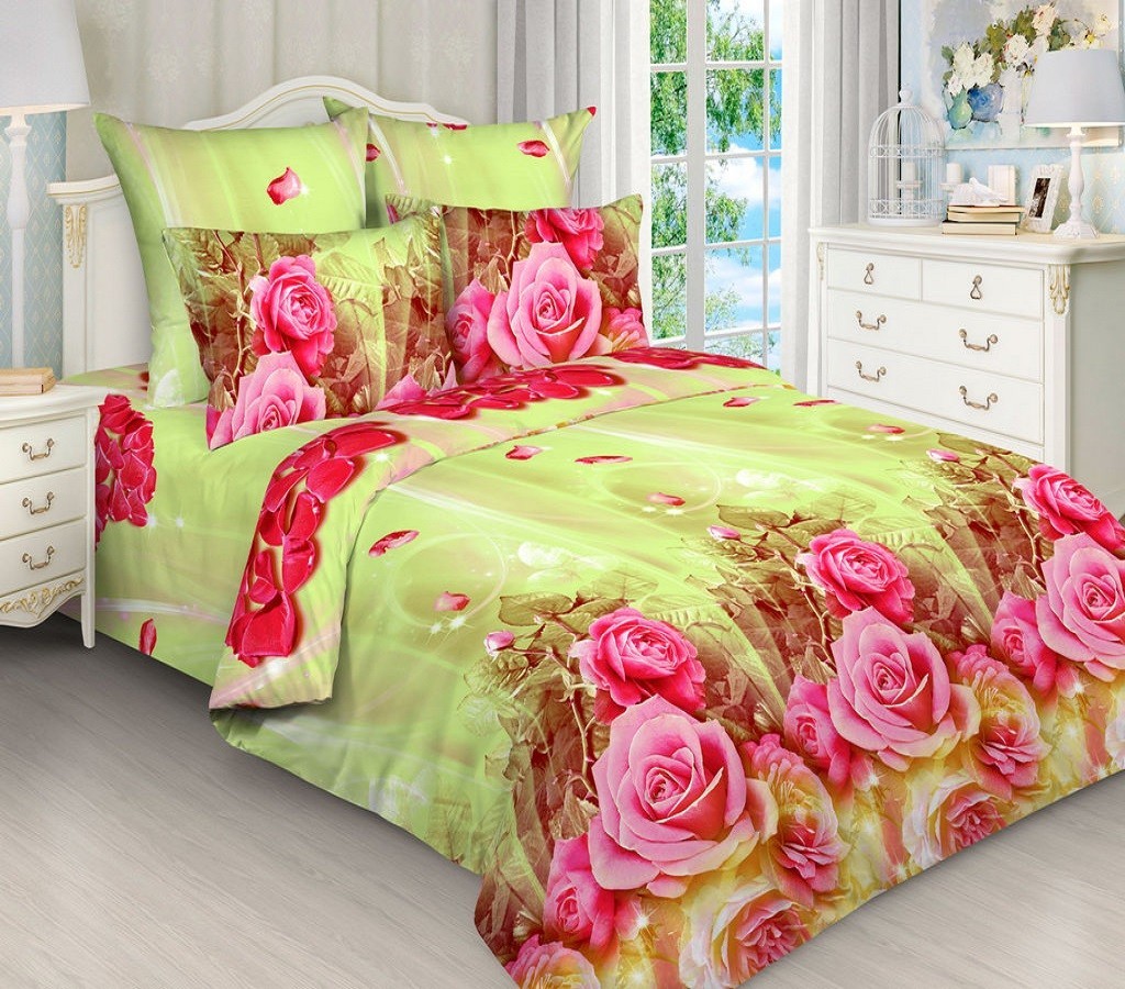 

Комплект постельного белья Море роз 3D CottonTwill 2-спальный 200х220 см Бязь (РБ046-3)