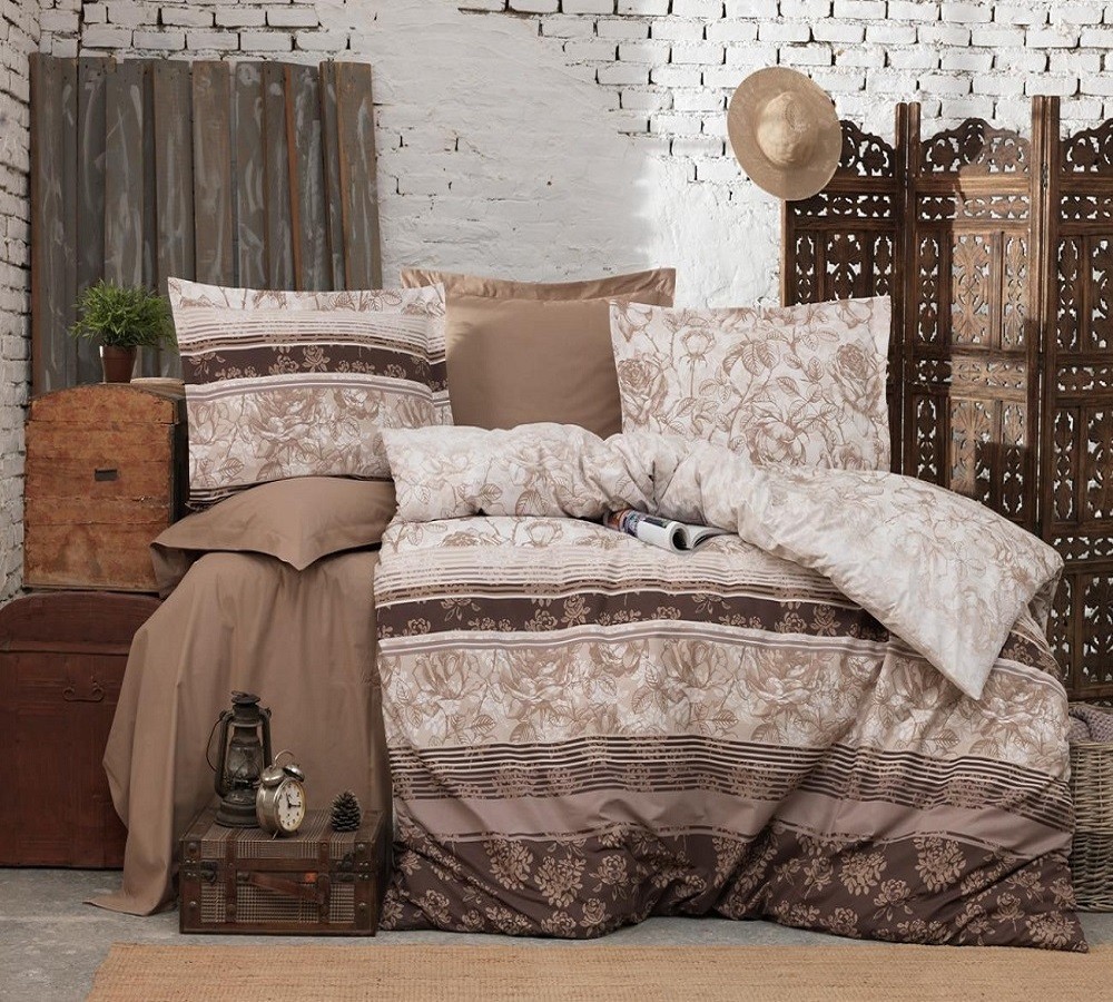 

Комплект постельного белья Кофейная роза CottonTwill 1.5-спальный 150х220 см Бязь Calico Турция (БС011-2)