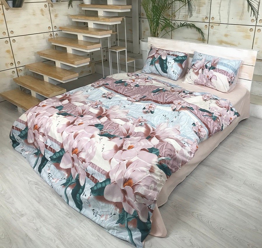 

Комплект постельного белья "Музыка ветра" цветы лилии CottonTwill 1-спальный 150х220 см Сатин Premium (SP063-2)