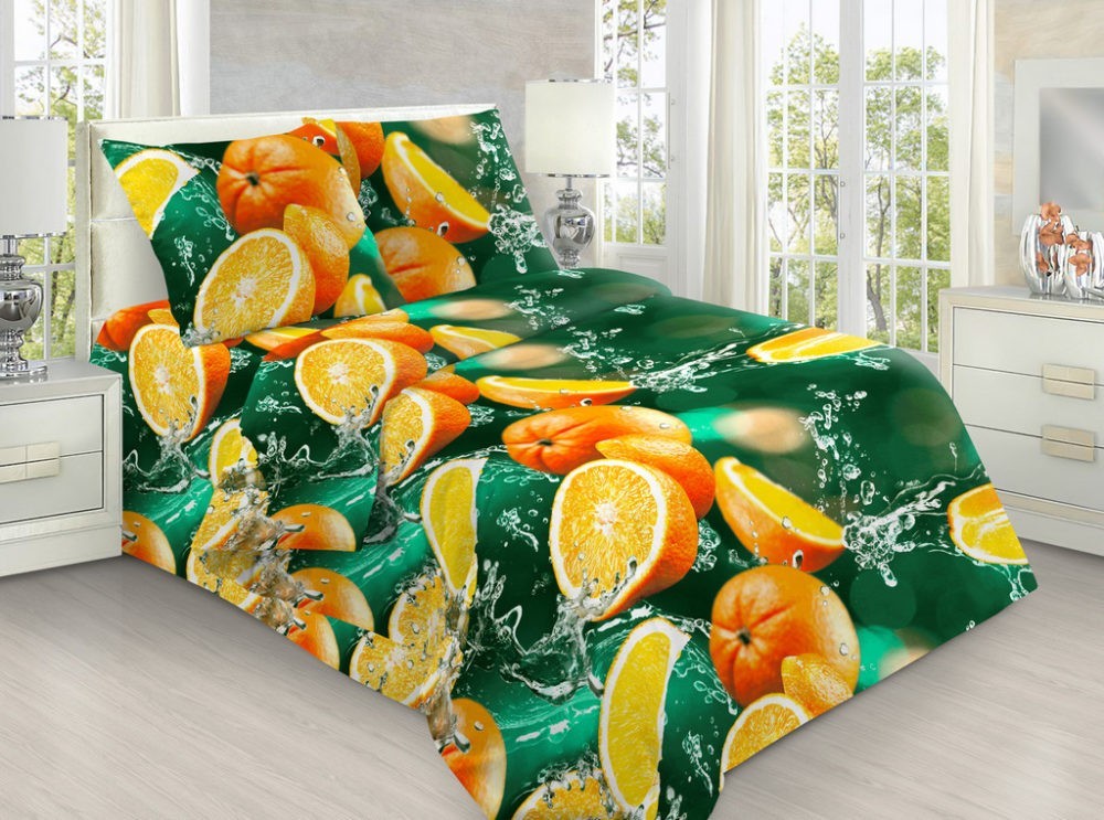

Комплект постельного белья Апельсины 3D CottonTwill 1.5-спальный 150х220 см Бязь (ДРБ034-3)