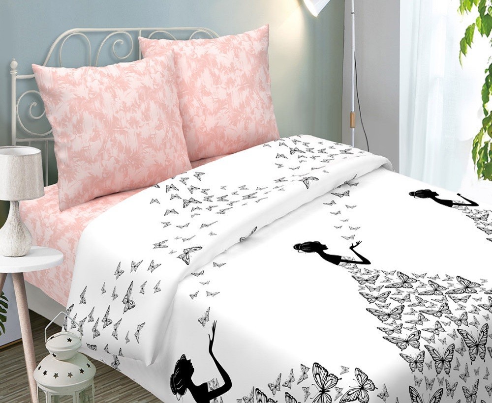 

Комплект постельного белья с бабочками "Джулия" CottonTwill 220х240 см Поплин Евро (ДПР0010-4)